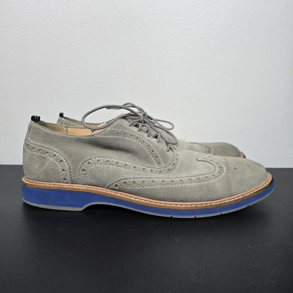 Cole Haan Shoes Mens 9.5 Gray Suede Morris Wingtip Oxford Sneakers Comfort Dress